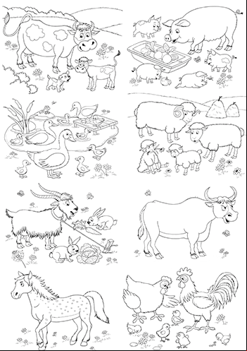 Dessin à colorier, les animaux de la ferme