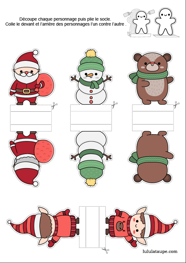 Personnages de Noël à découper pour décorer une table