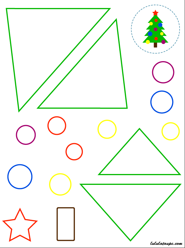 Coloriage, découpage et collage d'un sapin de Noël