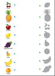 Jeu à imprimer, fruits et ombres