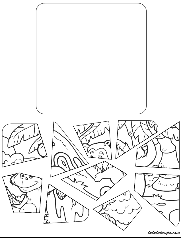 Jeu de puzzle à imprimer, un singe