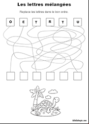 Jeu de lettres à imprimer, les lettres mélangées