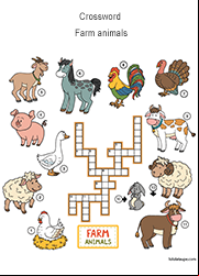 Mots croisés en anglais, les animaux de la ferme