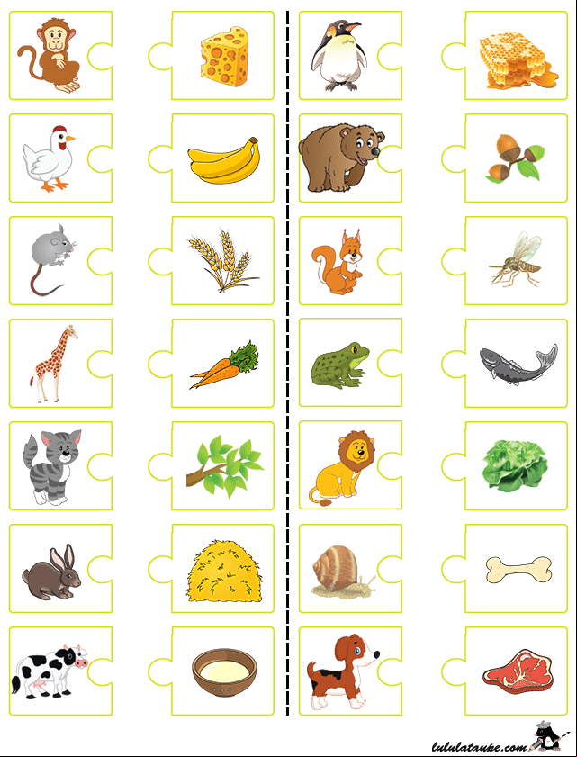 Jeu éducatif à imprimer, qui mange quoi ?